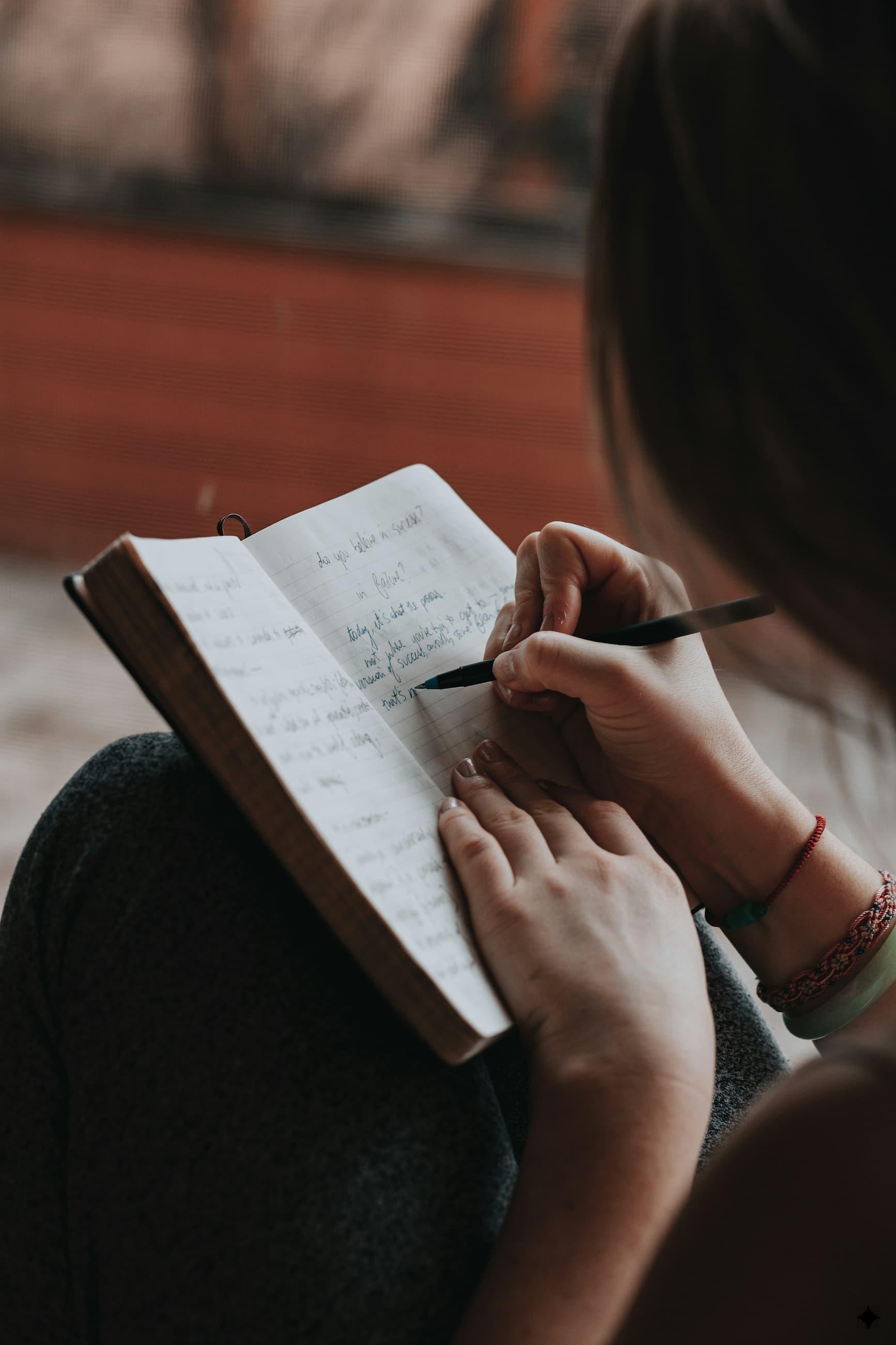 A structured journal or workbook open next to coffee
