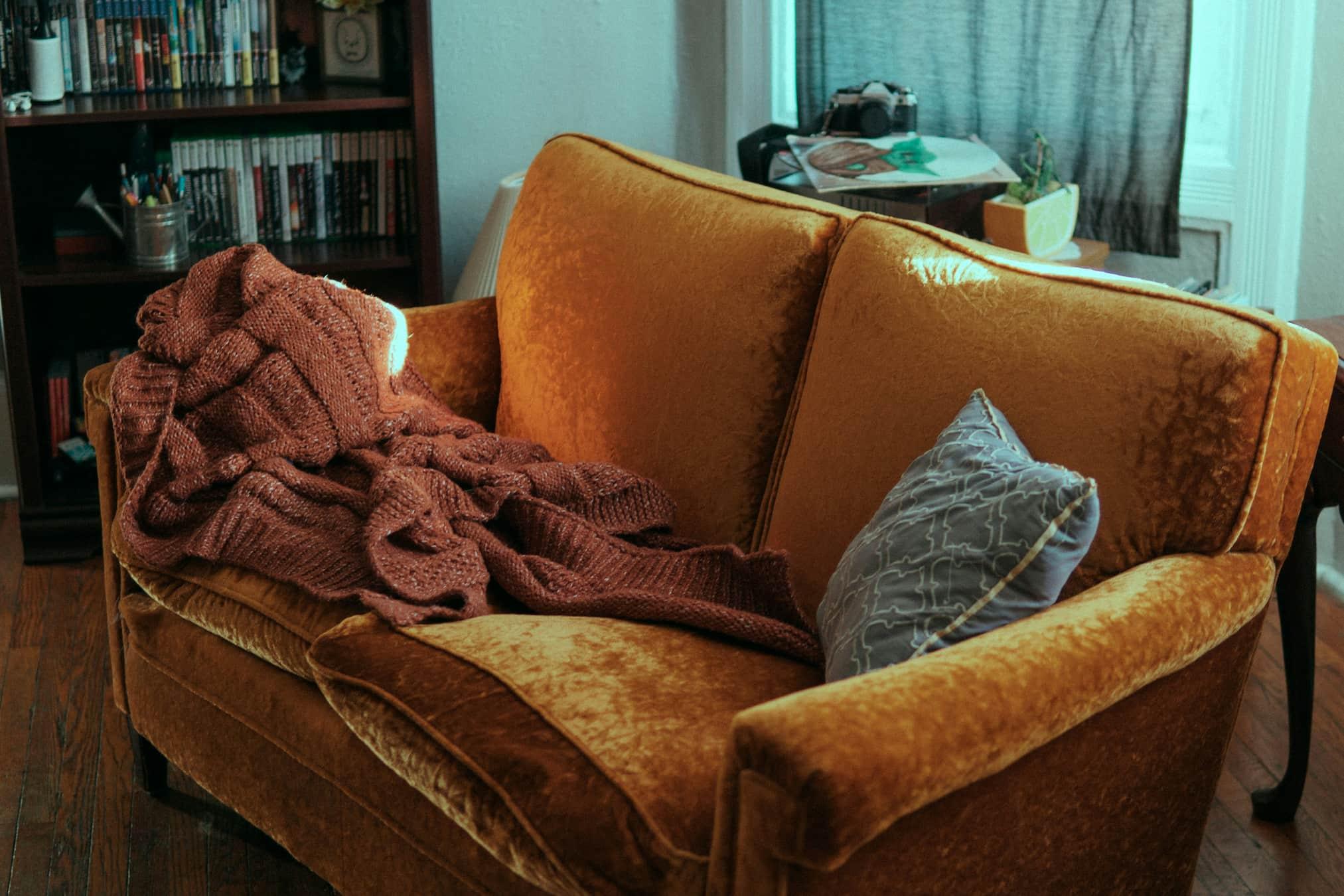 Cozy weighted blanket on a bed